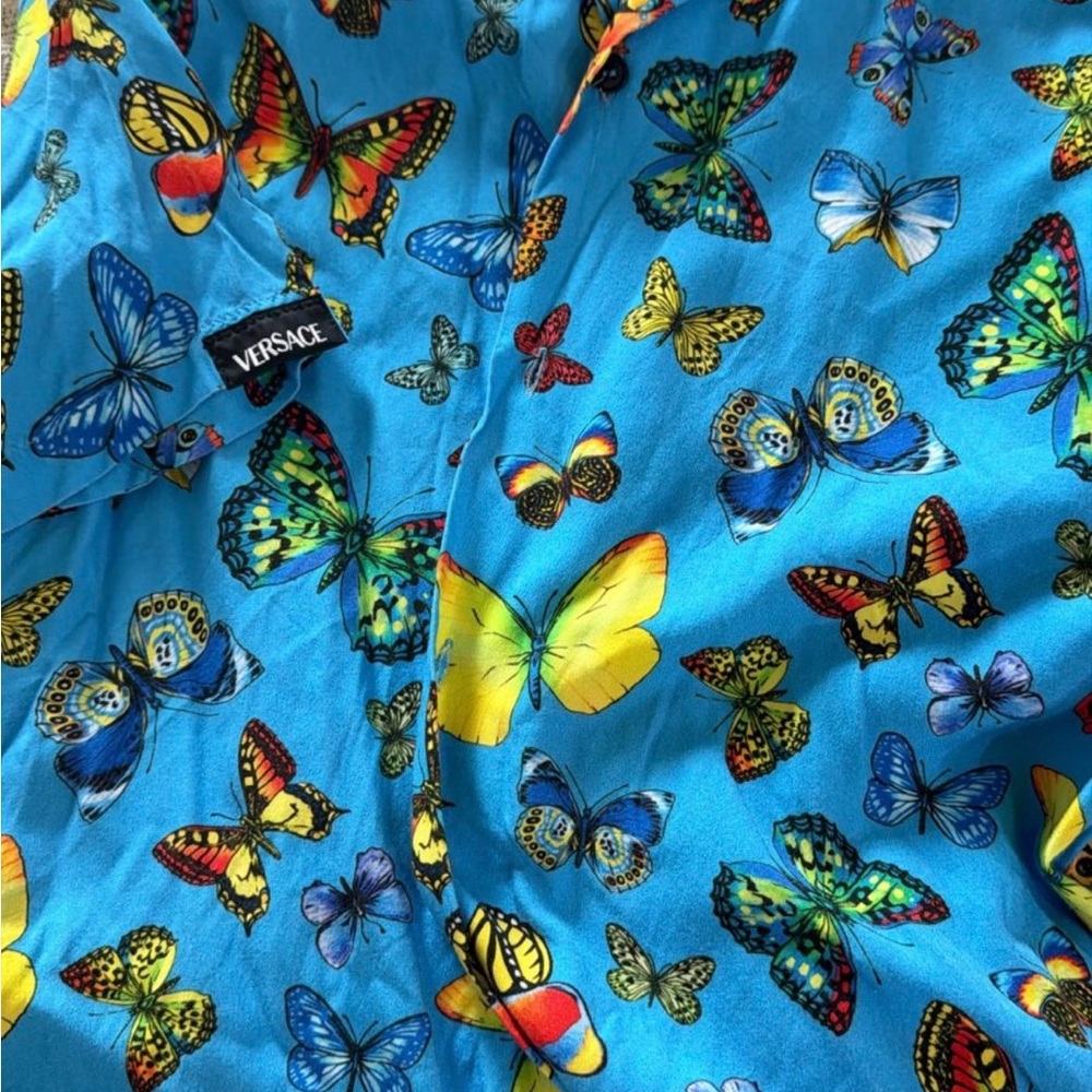 Versace Kids Bright Blue Butterfly Print Top